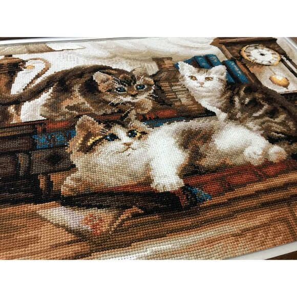 Riolis FURRY FRIENDS Cross Stitch Kit #1247 Cat Kitten Design Complete $49 NEW - Picture 10 of 11
